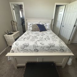 White Bedroom Set - Full Sized Mattress And Box Springs Included