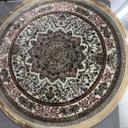Traditional Turkish machine made round rugs