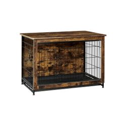 Feandrea Dog Crate Furniture, Side End Table, Heavy-Duty Modern Kennel Cage with Multi-Purpose Removable Tray, Double Doors, for Dogs up to 20 kg, Rus