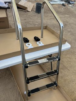 Pool Ladder, 304 Stainless Steel Swimming Pool Ladder, Heavy Duty Pool Escalator, 3 Step Pool Pedal Ladder, for Above Ground Pools Stair Entry System,
