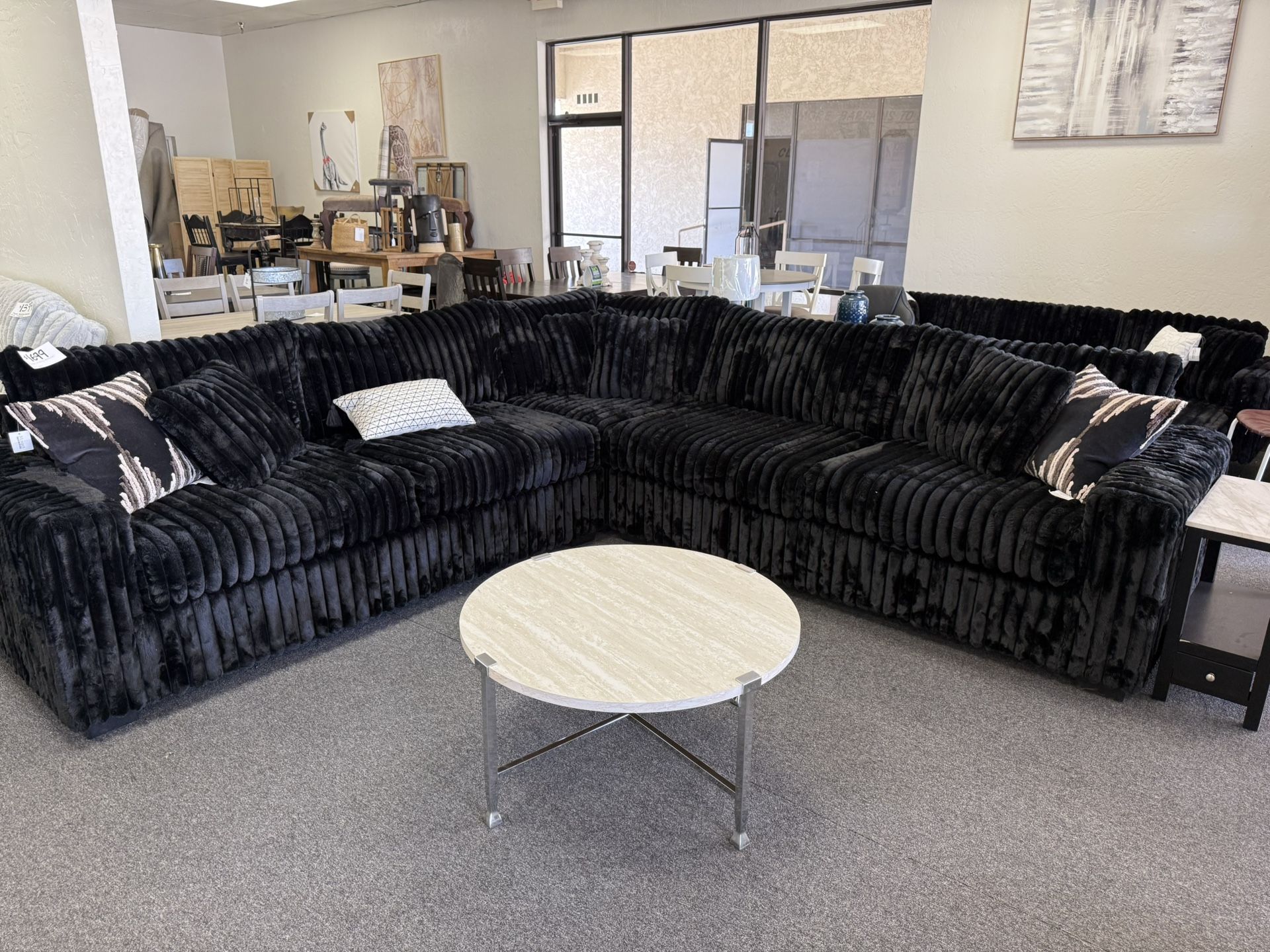 Large Black Corduroy Sectional