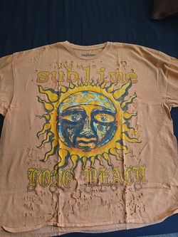 Sublime Graphic T-Shirt L/XL Distressed Sun Peach Oversized Boxy 90s