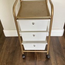 Gold rolling storage cart (nail/hair salon)