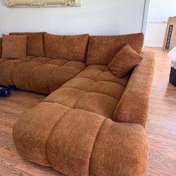 Large Orange Sectional Couch