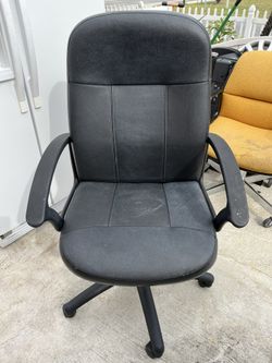Large office chair in good condition, adjusts height smoothly and rolls well.  Some cosmetic imperfections, see photos.