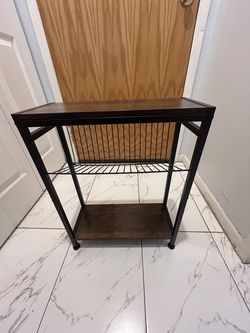 1 of 4 Metal and Wood Console Table