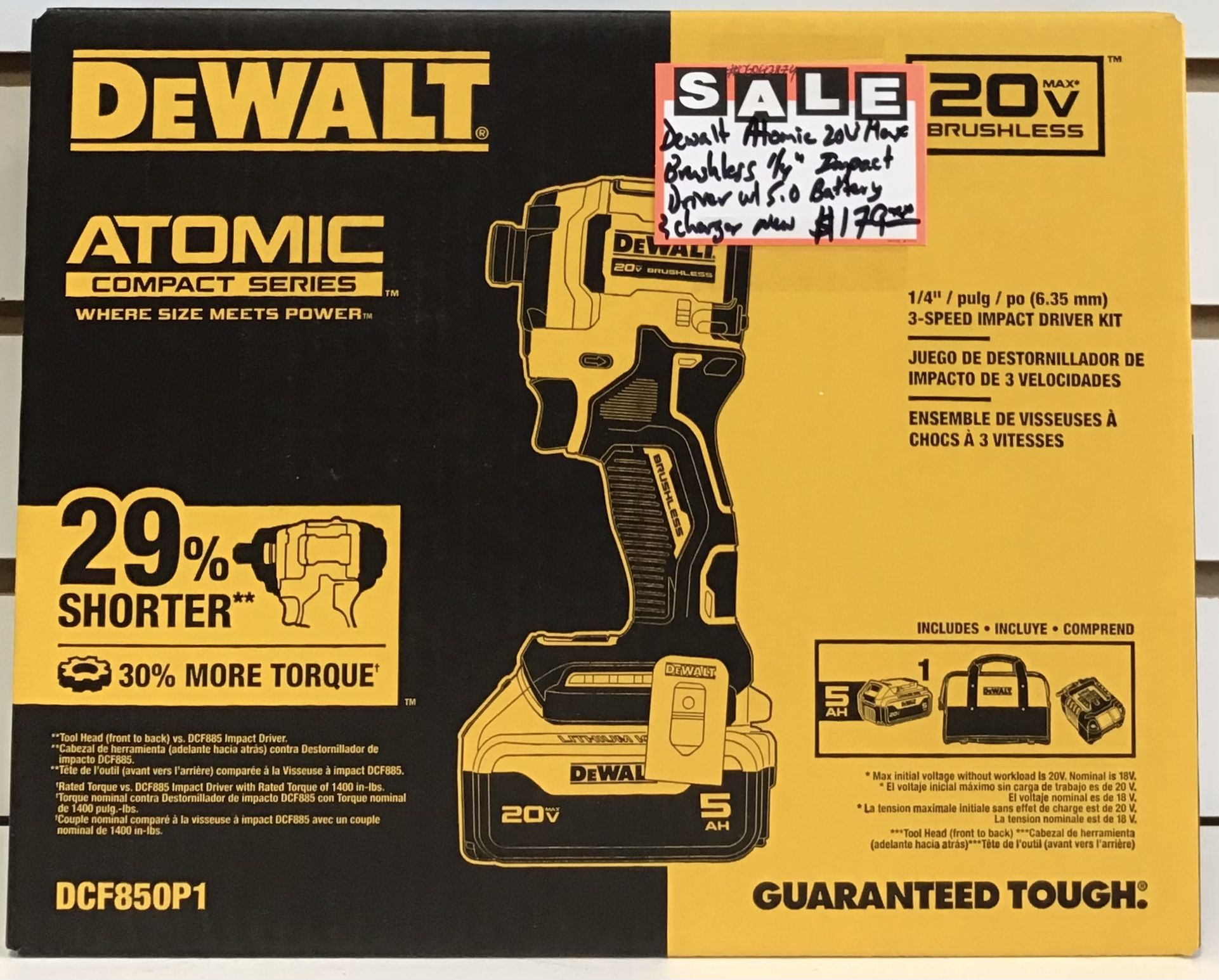 Dewalt Atomic 20V Max Brushless 1/4” Impact Driver W/ 5.0 Battery & Charger New
