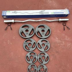 Curve Barbell With 25x 2 10x2 5x2 2.5x2 NEW