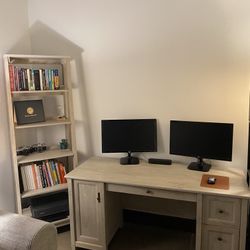 White Desk And Shelves