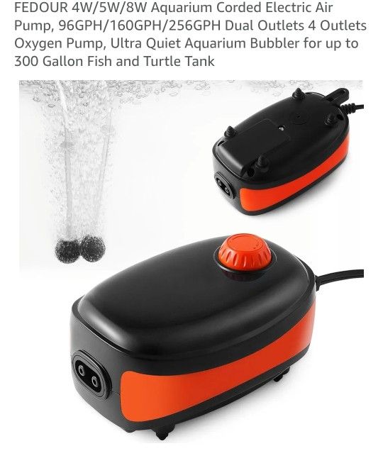 New FEDOUR 4W/5W/8W Aquarium Corded Electric Air Pump, 96GPH/160GPH/256GPH Dual Outlets 4 Outlets Oxygen Pump, Ultra Quiet Aquarium Bubbler