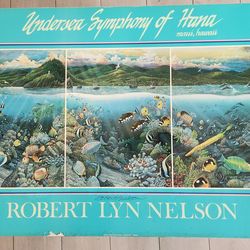 Maui, Hawaii "Undersea Sympathy Of Hana" Vintage Signed Poster Robert Lyn Nelson