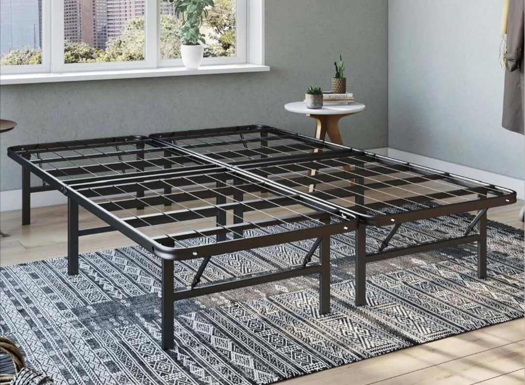 Hercules Metal Bed Frame 14-Inch Platform Bed Frame, Easy Assembly Mattress Foundation, Bed Frame No Box Spring Needed, Heavy Duty Foldable Bedframe,