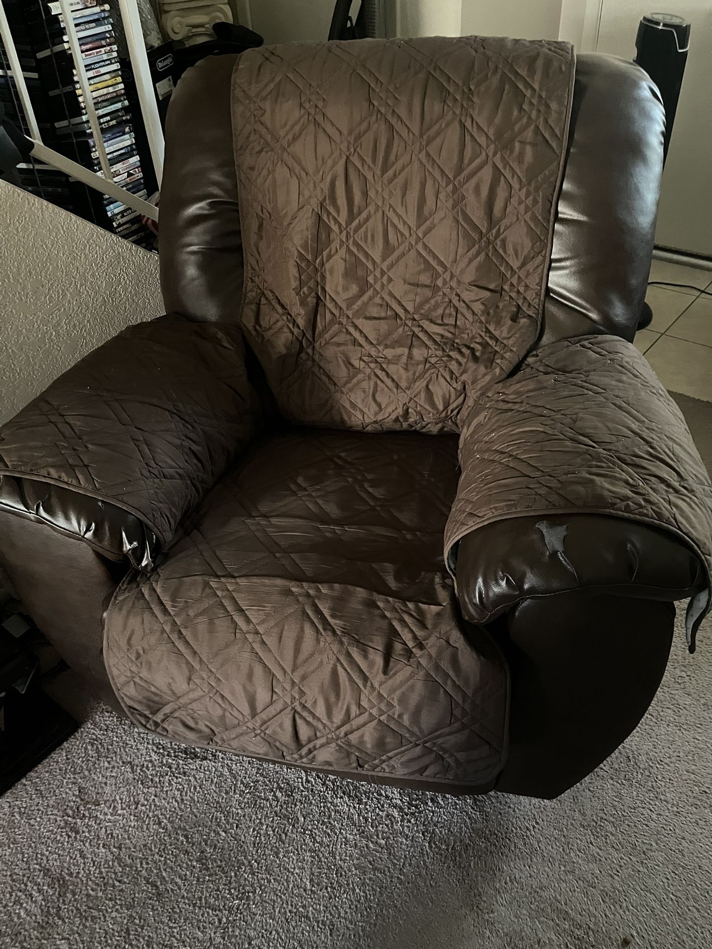 Brown Faux Leather Recliner Chair
