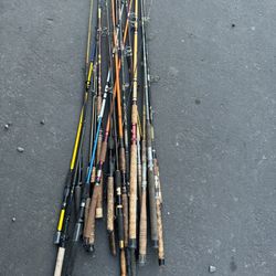all the fishing rods with no wheels. 23 of them  an 6 fishing pole with reels 