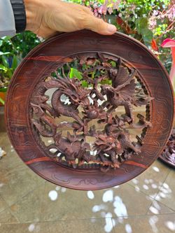 Oriental Rosewood Wall Plaque 14.5"