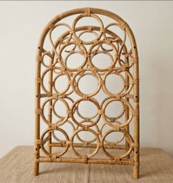 Rattan 12 Slot Wine Rack Arched Boho Style
