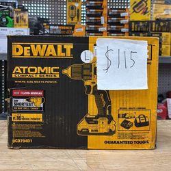 DEWALT ATOMIC 20-Volt Lithium-Ion Cordless Compact 1/2 in. Drill/Driver Kit with 2.0Ah Battery, Charger and Bag