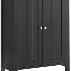 Freestanding Bathroom Floor Storage Cabinet, Storage Cupboard, Bathroom Storage Unit, with 2 Adjustable Shelves, 30 x 60 x 80 cm, Ink Black BCB060B01