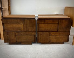 Refinished San Diego Nightstands With Rubberwood In Walnut Stain
