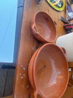 Terracotta Clay Bowls with Handles – Set of 2