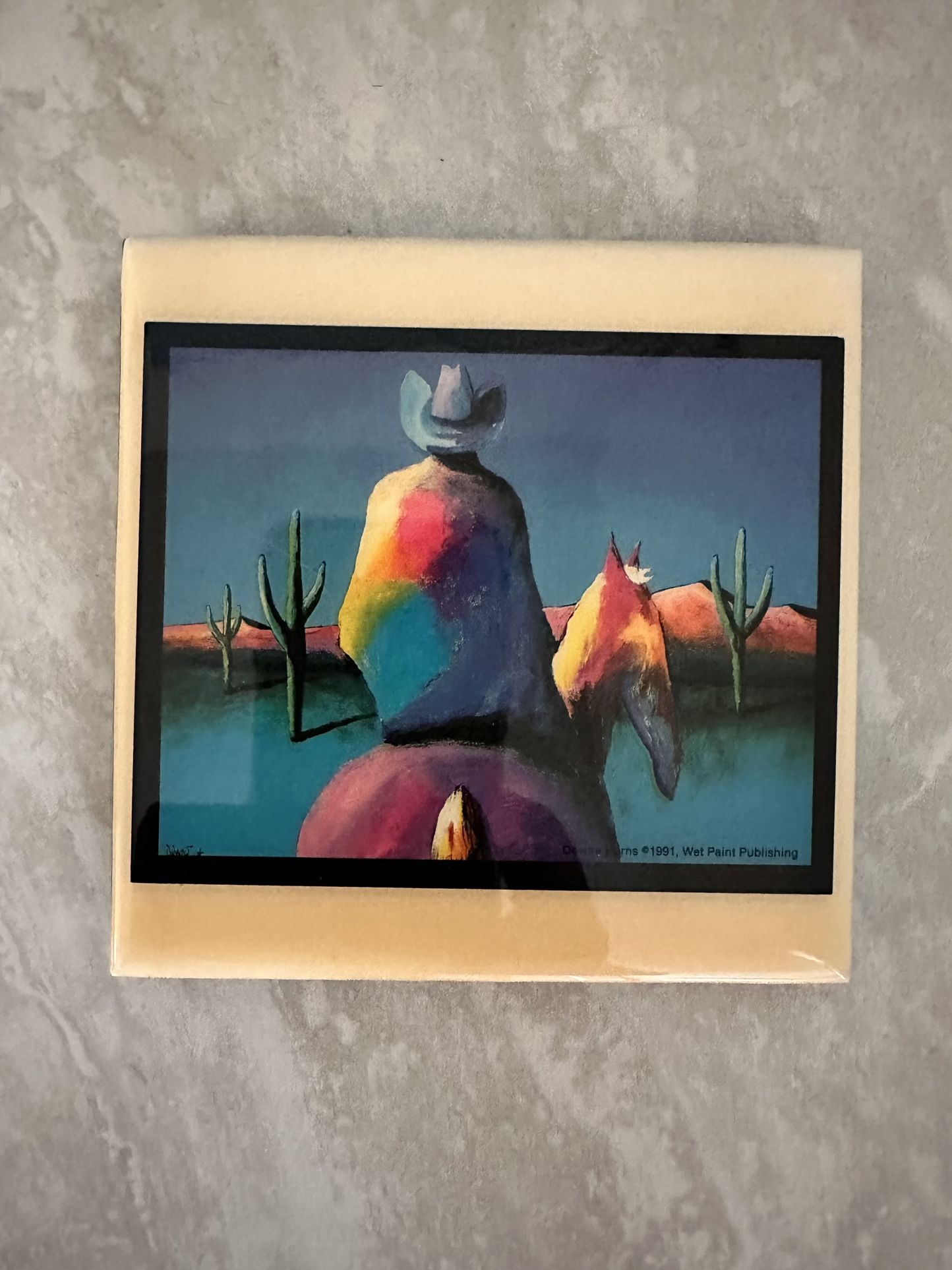 Downe Burns Signed Tile Art - Cheyenne Crossing