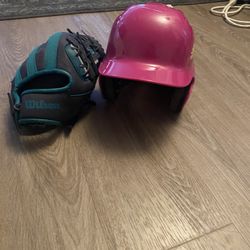 Tee Ball Glove And Helmet