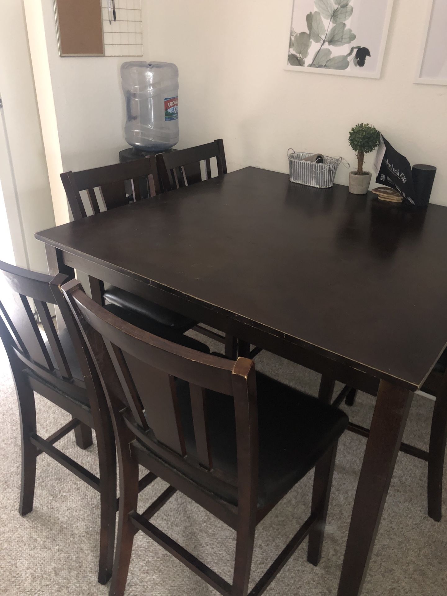 Espresso Brown bar height table and chairs