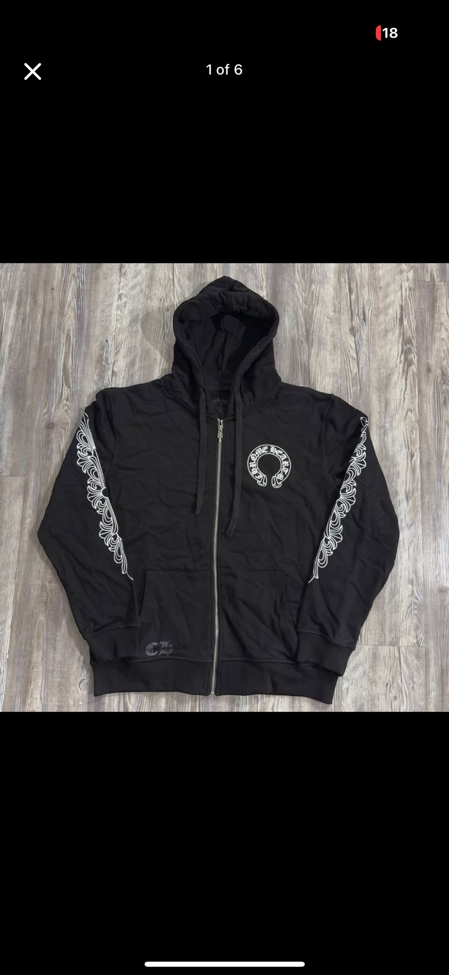 Chrome Hearts Black Zip Up Hoodie