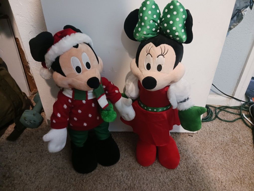 Plush Christmas Minnie And Mickey