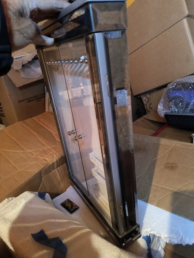 Magnificent Glass And Mirror Built Two piece Wall Mount And Table Top Jewelry Display Very Unique High Quality Luxury For Your Gorgeous Jewelry