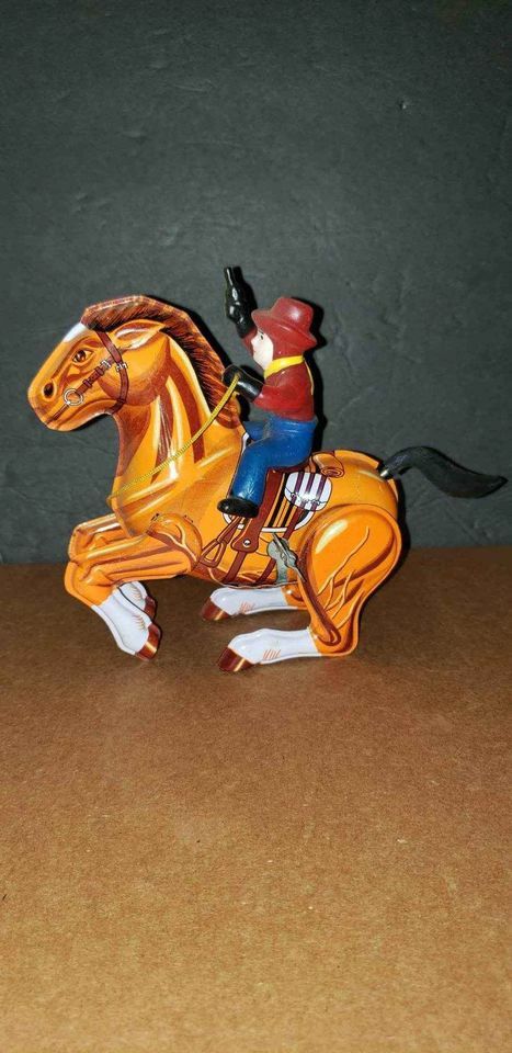 Vintage Cowboy and Horse Tin Windup Toy - MTU Korea