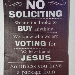 Metal Sign No Soliciting Front Door Funny Sarcastic Wall Art Room Aesthetic