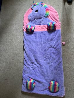 Plush unicorn sleeping bag