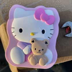 Sanrio Hello Kitty Pink & White Compact Mirror with Comb Plastic 2006