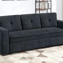 Sofa Convertible bed Black Chenille fabric, New Especial price