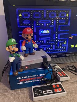 Classic Console built in 620 Retro Games + MARIO AND LUGUI FIGURE