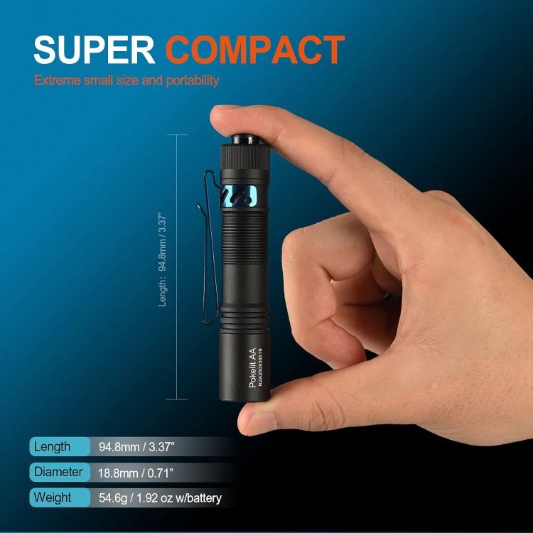 EDC flashlight Acebeam Pokelit AA Rechargeable 14500 Battery USBC 550 Lumens Pocket Small Light BNIB