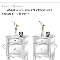 Vingli Silver Mirrored Nightstands 