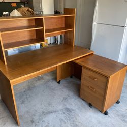 1980s Large Danish Modern Teak Desk Mid Century Modern 