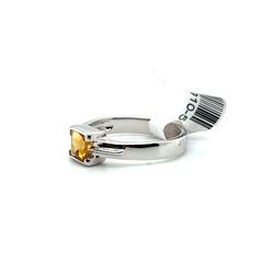 925 Sterling Silver Womens Gemstone Princess Cut Citrine Bezel Set Ring 3.00grams 160910 5
