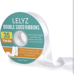 Double Faced Satin White Ribbon,1" x 35 Yards Polyester Solid Fabric Ribbons Roll for Crafts,Gift Wrapping,Birthday Party Wedding Decorations,Hair Bow