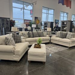 4 Piece Living room set : Includes: Sofa, Loveseat, Chair an Ottoman. 