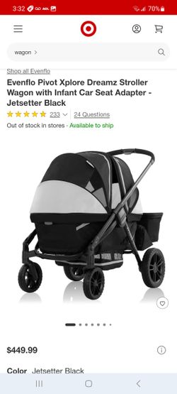 Evenflo Pivot Xplore Dreamz Stroller Wagon with Infant Car Seat Adapter $375