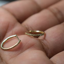 Natural Diamond Earrings 14K Yellow Gold