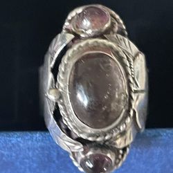 Vintage Mexico Sterling Silver Amethyst Ring