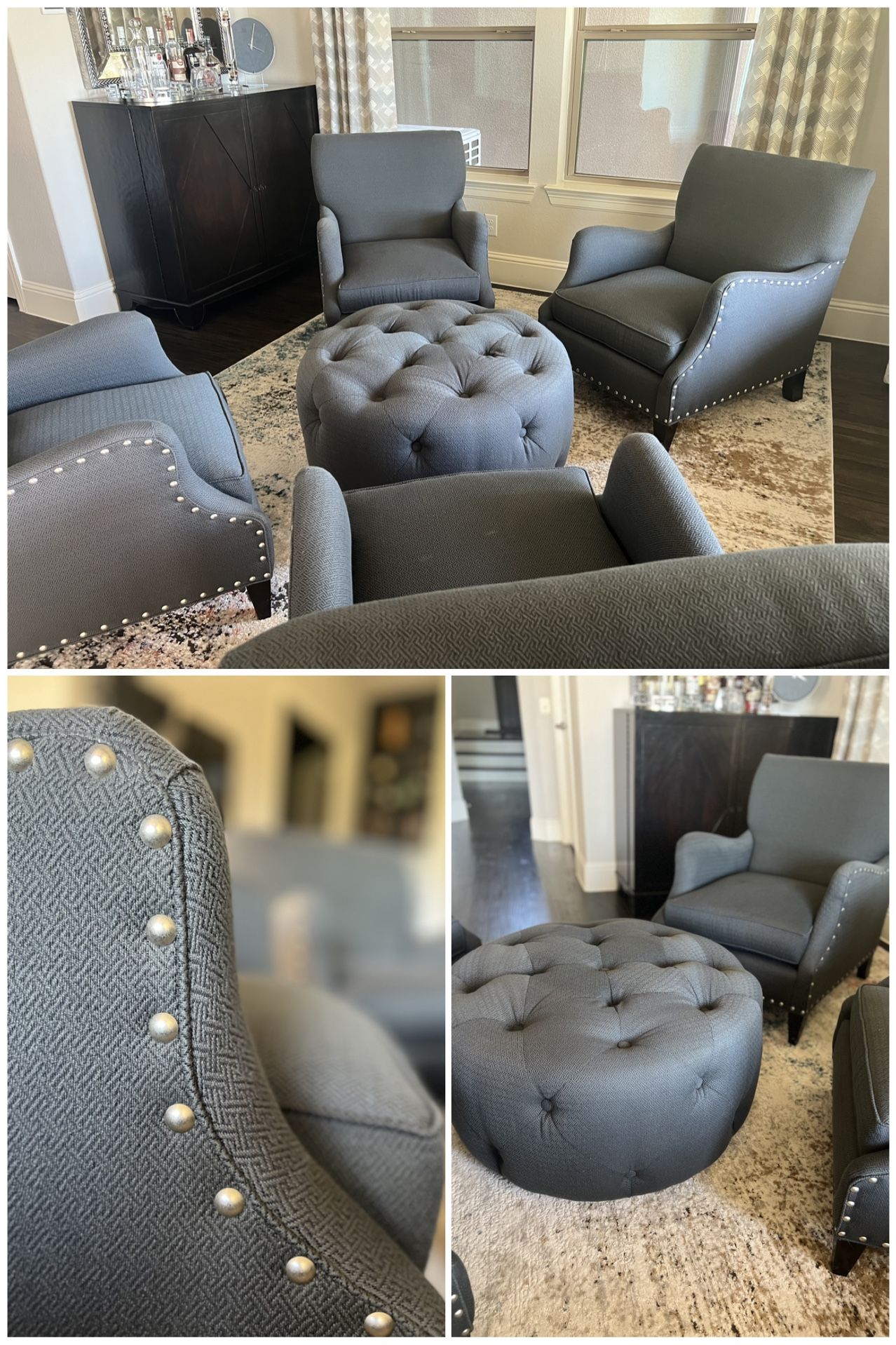 4 Chairs with Matching Ottoman 