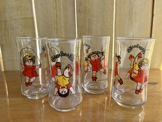 Vintage Retro 80s Set of 4 Cabbage Patch Drinking Glasses