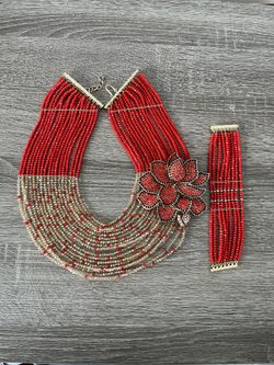 Elegant Statement Multilayered Beaded Necklace Set
