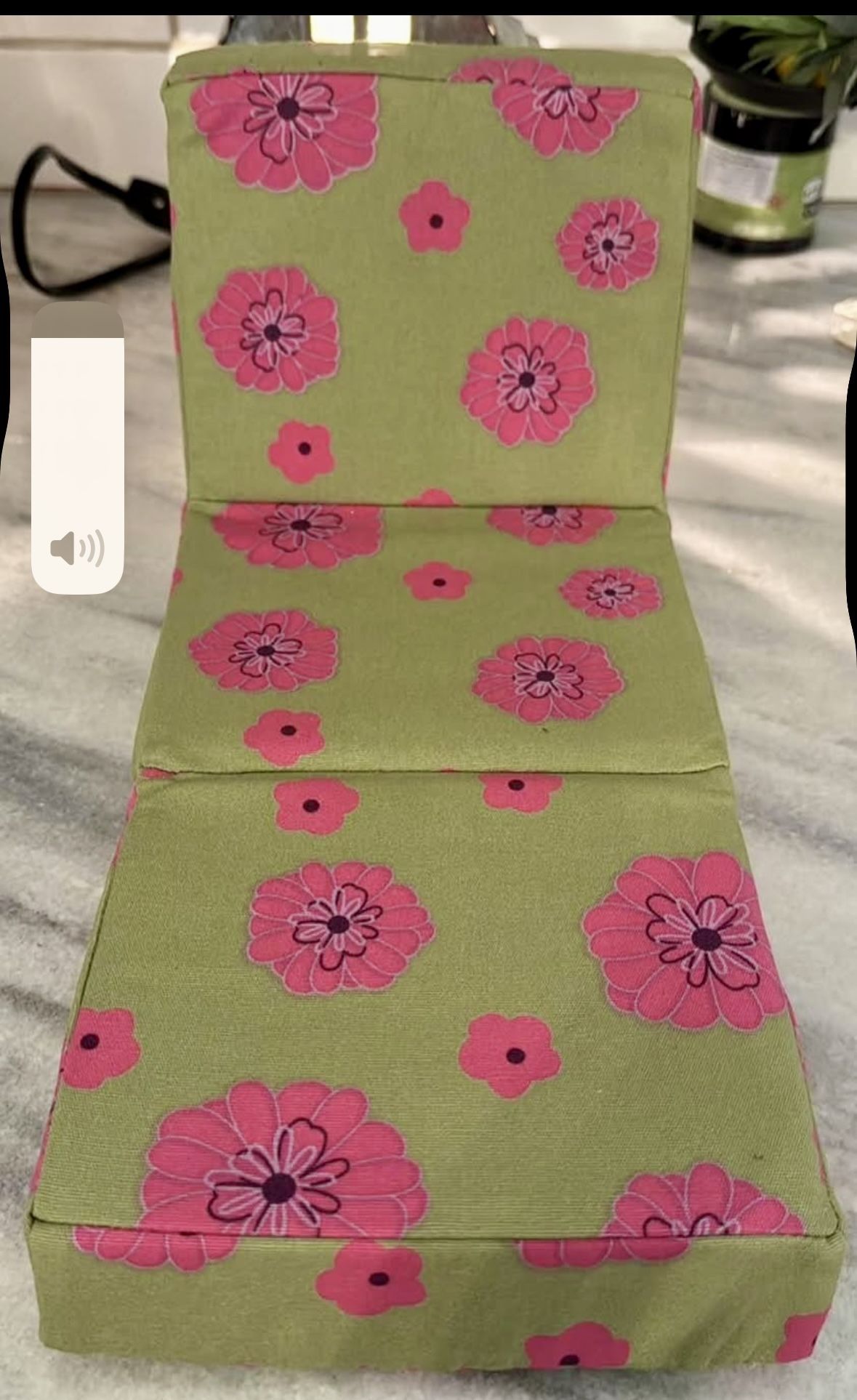 AMERICAN GIRL Fold Out Bed & Chair- Convertible Green & Pink Floral