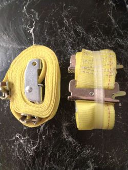 Yellow Cargo Tie-Down Straps with E-Track Fittings